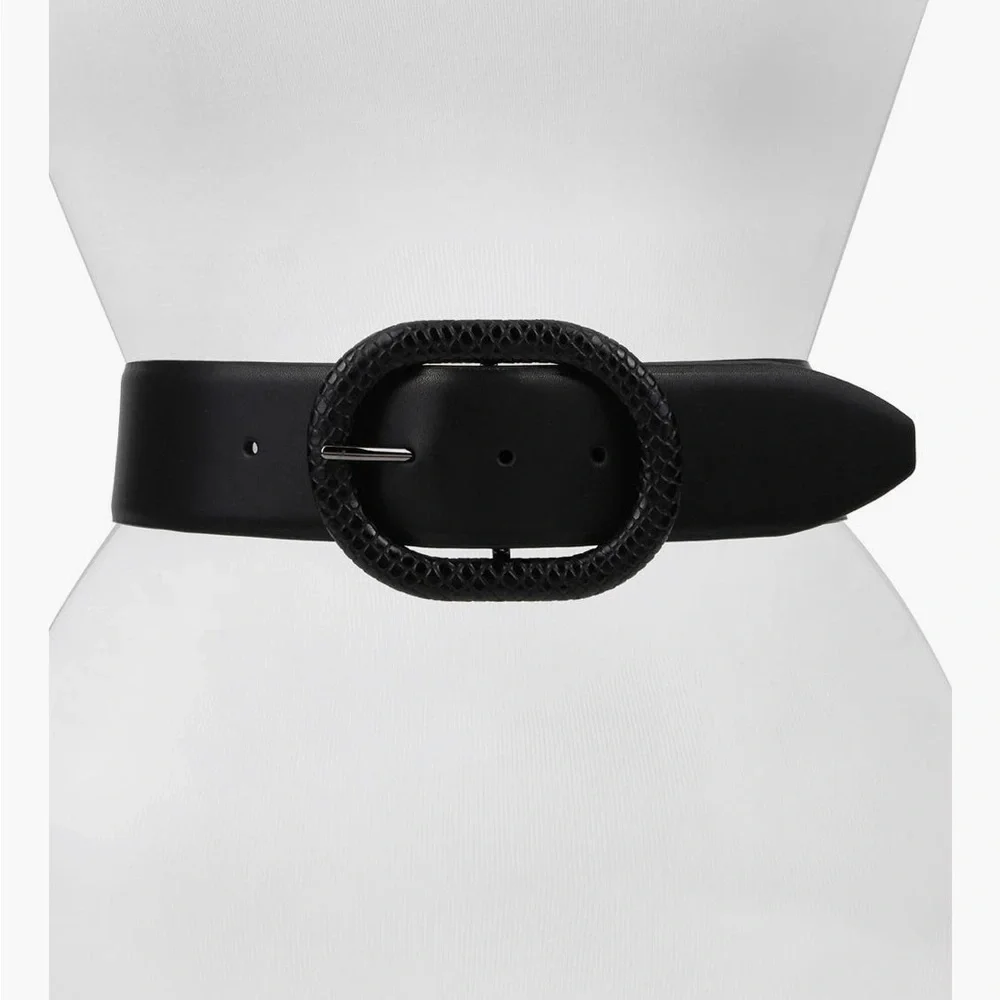 Rebecca Minkoff Black Belt with Textured Buckle